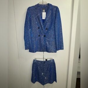 Blue Sparkle Blazer/Short Set Size Small